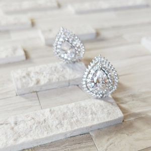 CZ clip on earrings
